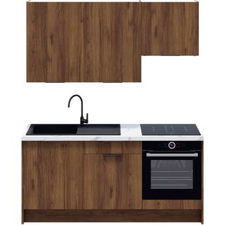 Ensemble De 6 Meubles De Cuisine - L. 185 Cm - Noyer Brun - Sierra