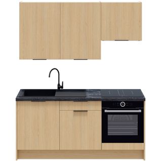 Ensemble De 6 Meubles De Cuisine - L. 185 Cm - Chêne Clair - Sierra