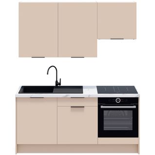 Ensemble De 6 Meubles De Cuisine - L. 185 Cm - Beige Cachemire - Luzia