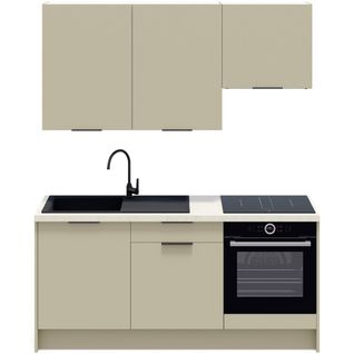 Ensemble De 6 Meubles De Cuisine - L. 185 Cm - Vert Sauge - Luzia