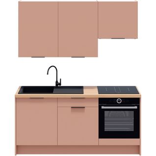 Ensemble De 6 Meubles De Cuisine - L. 185 Cm - Abricot - Luzia