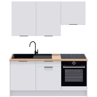 Ensemble De 6 Meubles De Cuisine - L. 185 Cm - Blanc - Luzia