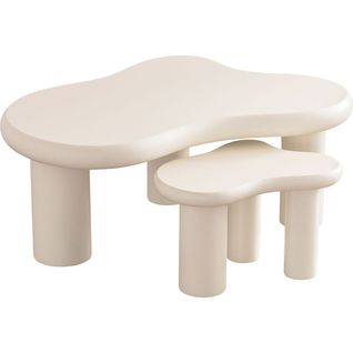 Lot De 2 Tables Basses Organiques Gigognes Beige - Wave