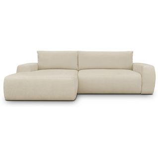 Canapé D'angle Gauche Convertible 3 Places En Tissu Chenille Beige Foncé - Sonny