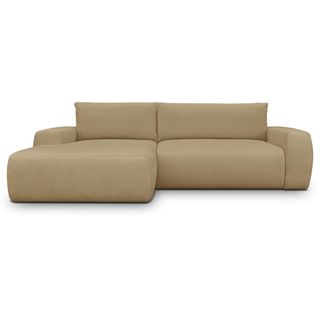 Canapé D'angle Gauche Convertible 3 Places En Tissu Chenille Miel - Sonny