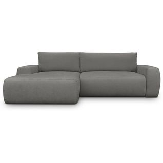 Canapé D'angle Gauche Convertible 3 Places En Tissu Chenille Gris - Sonny