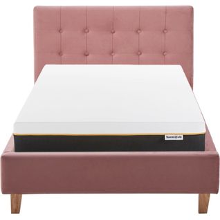Ensemble Lit 90x190 - Tête De Lit En Velours Vieux Rose - Milo + Matelas Mousse
