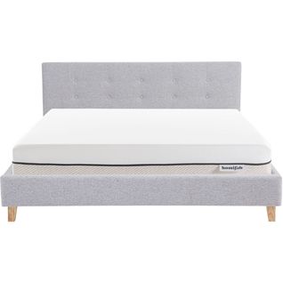 Ensemble Lit Adulte 140x190 - Tête De Lit En Tissu Gris Chiné - Milo + Matelas Ressorts Ensachés