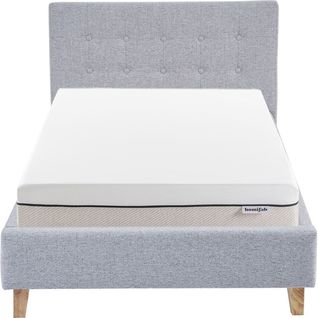Ensemble Lit 90x190 - Tête De Lit En Tissu Gris Chiné - Milo + Matelas Ressorts Ensachés