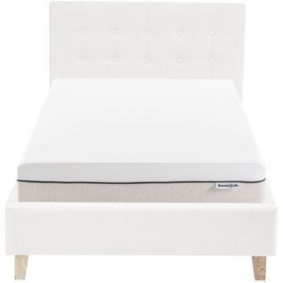 Ensemble Lit 90x190 - Tête De Lit En Tissu Beige - Milo + Matelas Ressorts Ensachés