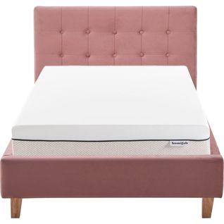 Ensemble Lit 90x190 - Tête De Lit En Velours Vieux Rose - Milo + Matelas Ressorts Ensachés