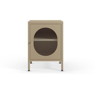Table De Chevet 1 Porte En Métal Beige 40 Cm - Ysia