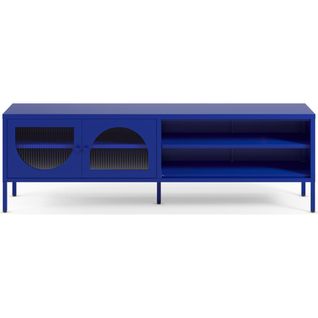 Meuble TV 2 Portes 2 Niches En Métal Bleu Électrique 160 Cm - Ysia