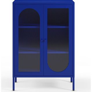 Buffet 2 Portes En Métal Bleu Électrique 70 Cm - Ysia