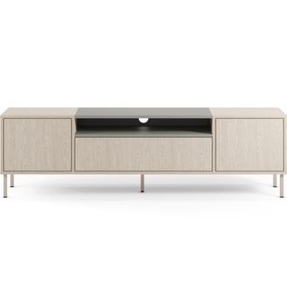 Meuble TV 3 Portes Chêne Clair Et Vert 180 Cm - Amos