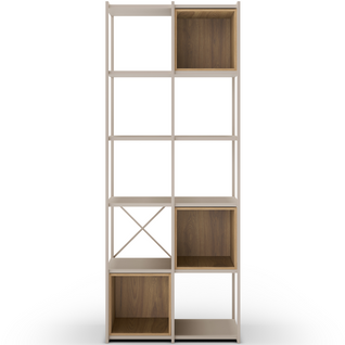 Bibliothèque 5 Niveaux En Métal Beige Et Décor Bois 70 Cm - Elie