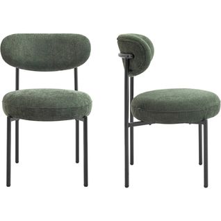 Lot De 2 Chaises De Salle à Manger En Tissu Chenille Vert - Orla