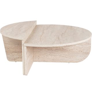 Table Basse Modulable Ronde Effet Travertin D.90 Cm - Selma