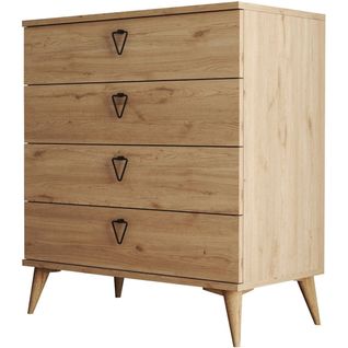 Commode 4 Tiroirs Effet Chêne 80 Cm - Ardea