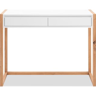Bureau 2 Tiroirs Blanc Et Effet Chêne 100 Cm - Nora