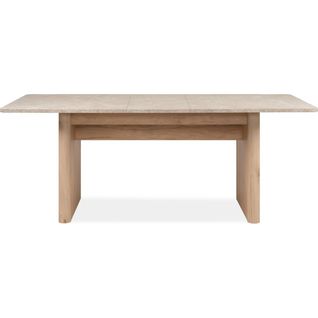 Table à Manger Extensible Rectangulaire Effet Chêne Et Travertin 6 à 8 Pers. 160/200 Cm - Luis