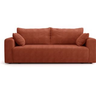 Canapé Convertible 3 Places En Velours Côtelé Rouille - Fjord