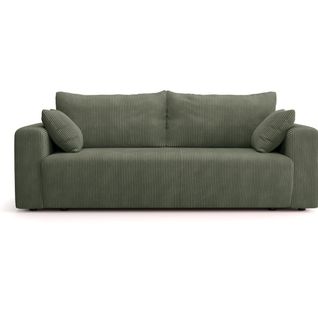 Canapé Convertible 3 Places En Velours Côtelé Vert Kaki - Fjord