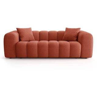 Canapé Droit 3 Places En Tissu Chenille Terracotta - Nuvola