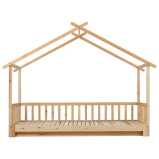 Lit Cabane Enfant Extensible 90x200, Lit Simple Et Double, En Bois Massif, Naturel