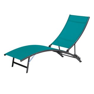 Lot De 2 Bains De Soleil Bahia - 176x54.5xh 35/96 Cm - Bleu Canard