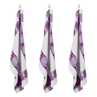 Lot De 3 Torchons Nid D'abeilles 50x70cm Mauve -  "carré"