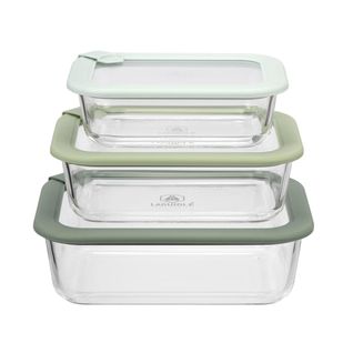 Lot De 3 Boîtes En Verre Rectangulaires Avec Couvercle 640/1050/1520ml