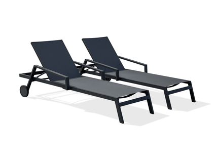 Lot De 2 Bains De Soleil Ibiza En Aluminium Et Textilène Anthracite - Ibiza