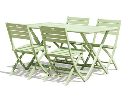 Ensemble Repas Marius 140 Cm 4 Places En Aluminium Vert Lagune - Marius