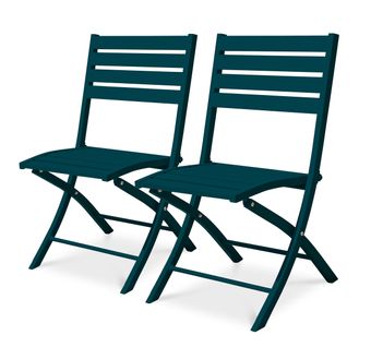 Lot De 2 Chaises De Jardin Marius En Aluminium Bleu Canard - Marius