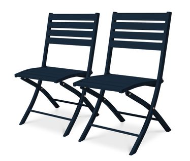Lot De 2 Chaises De Jardin Marius En Aluminium Bleu Marine - Marius