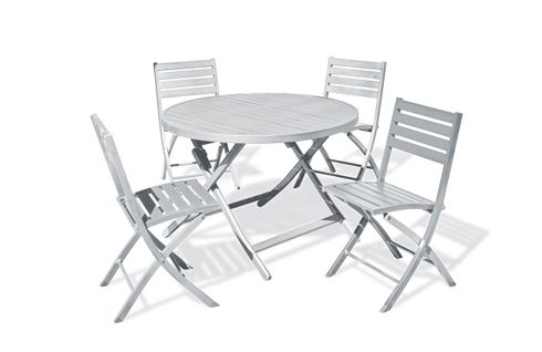 Ensemble Repas De Jardin 4 Places En Aluminium - Marius