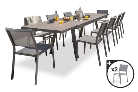 Ensemble Repas De Jardin 12 Places En Céramique Sur Verre - Stockholm