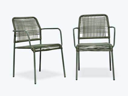 Lot Composé De 2 Fauteuils De Jardin En Corde Et Acier - Marceau