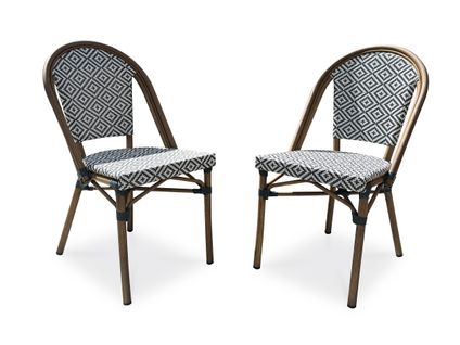 Lot De 2 Fauteuils Bistro En Aluminium Et Textilène Bleu - Bistro
