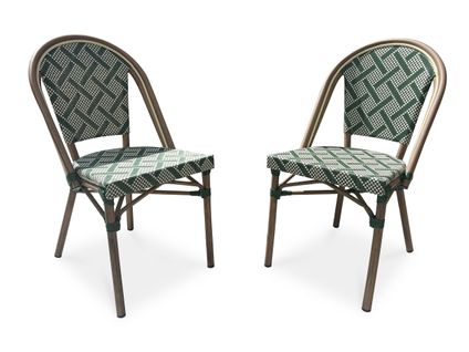 Lot De 2 Fauteuils Bistro En Aluminium Et Textilène Vert - Bistro