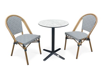 Ensemble Repas De Jardin Bistro 2 Places Plateau Hpl Avec Fauteuils En Bleu - Bistro