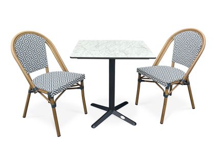 Ensemble Repas Bistro 2 Places Plateau Hpl Avec Fauteuils En Bleu - Bistro