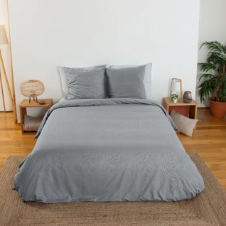 Parure De Lit 3 Pièces Zèbre Housse Et Taies - 260x240 Cm - Gris