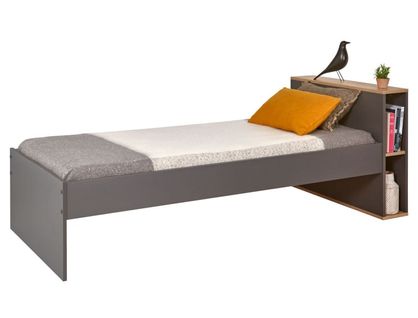 Lit Gigogne Avec Rangements 90x200 Anthracite et Bois Milor