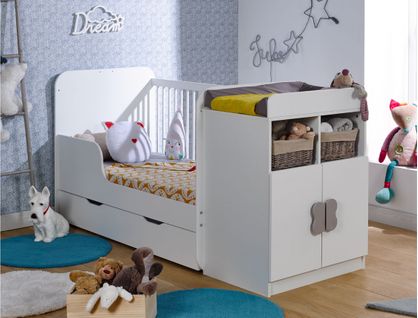 Chambre Bébé Évolutive Madrid + Tiroir et Matelas