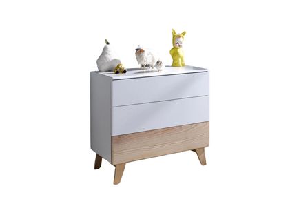 Commode 3 Tiroirs Haxo Blanc et Pin