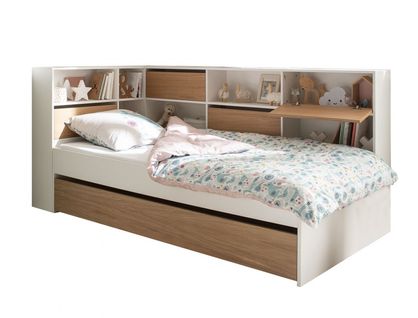 Lit Avec Rangements Opus Blanc et Bois