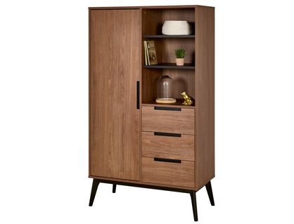 Buffet 1 Porte 3 Tiroirs Noyer Vintage Octave