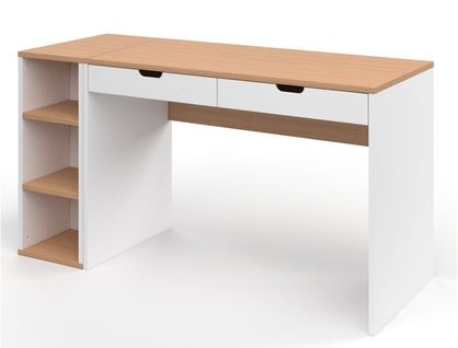 Bureau Blanc et Bois Avec Caisson Milor